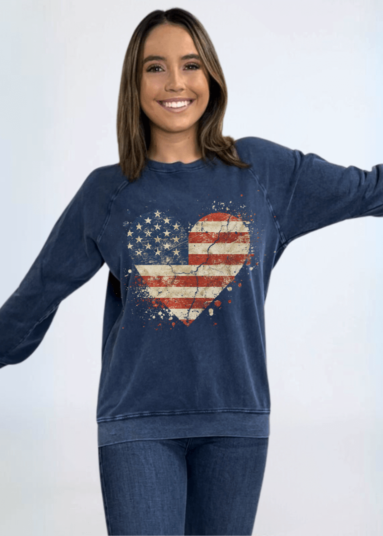 Distressed American Flag Graphic Sweatshirt Made in USA - RFE Marketing Ventures