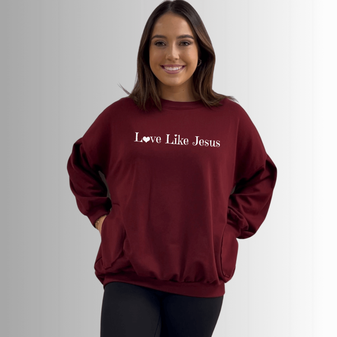 Love Like Jesus Pocket Sweatshirt Made in USA - RFE Marketing Ventures