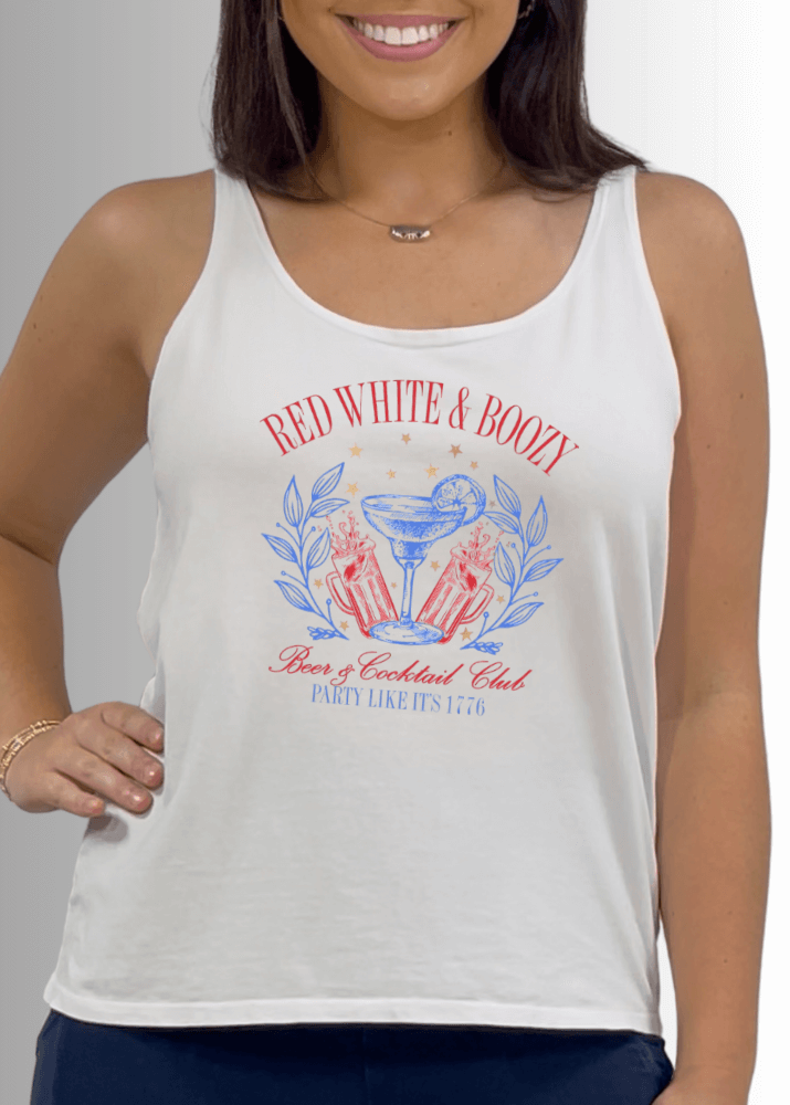 Red White Boozy Graphic Cotton Premium Tank - RFE Marketing Ventures