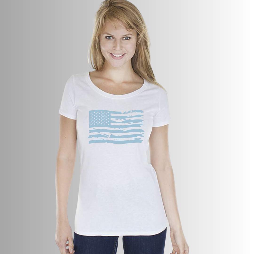Distressed Flag White Basic Tee - RFE Marketing Ventures