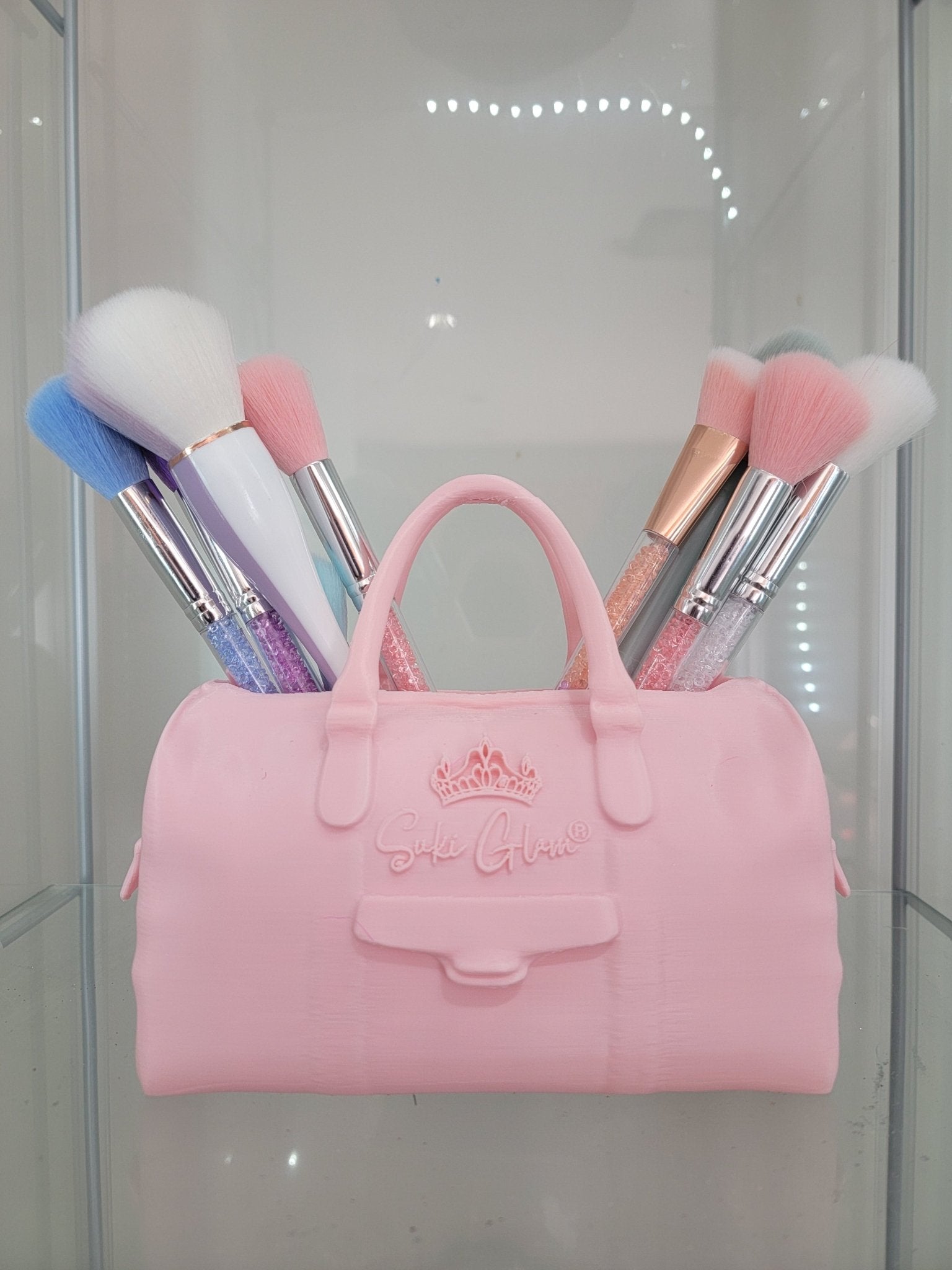 Pretty in Pink Duffel Bag Brush Holder - Ultimate Glam Organizer - RFE Marketing Ventures