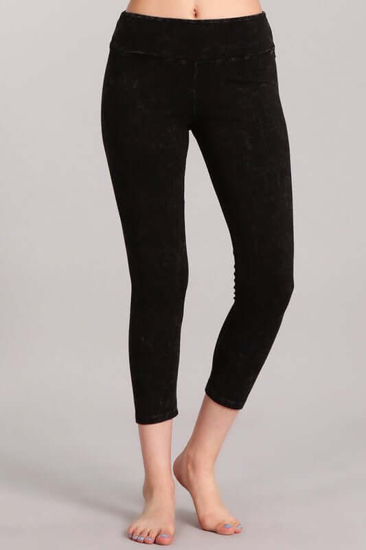 Tummy Control Capri Leggings - Mineral Washed and Made in USA