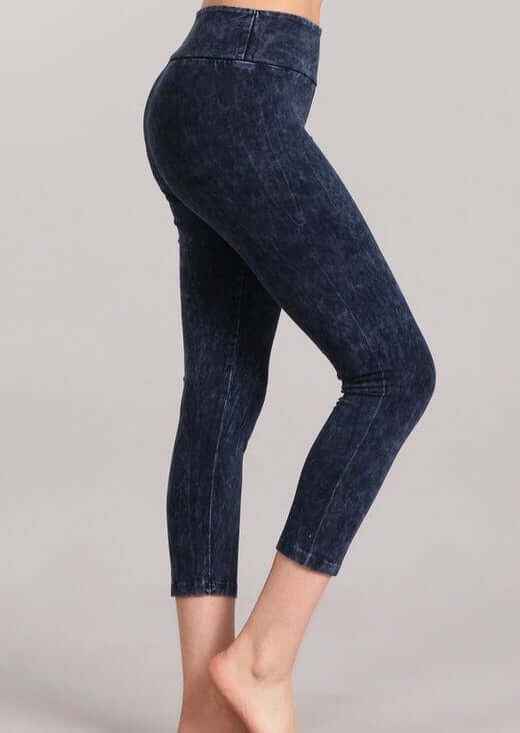 Tummy Control Capri Leggings - Mineral Washed and Made in USA