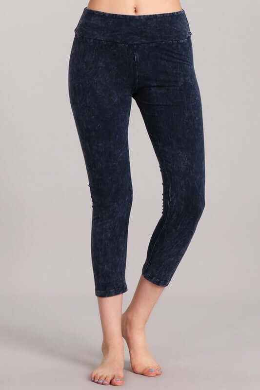 Tummy Control Capri Leggings - Mineral Washed and Made in USA