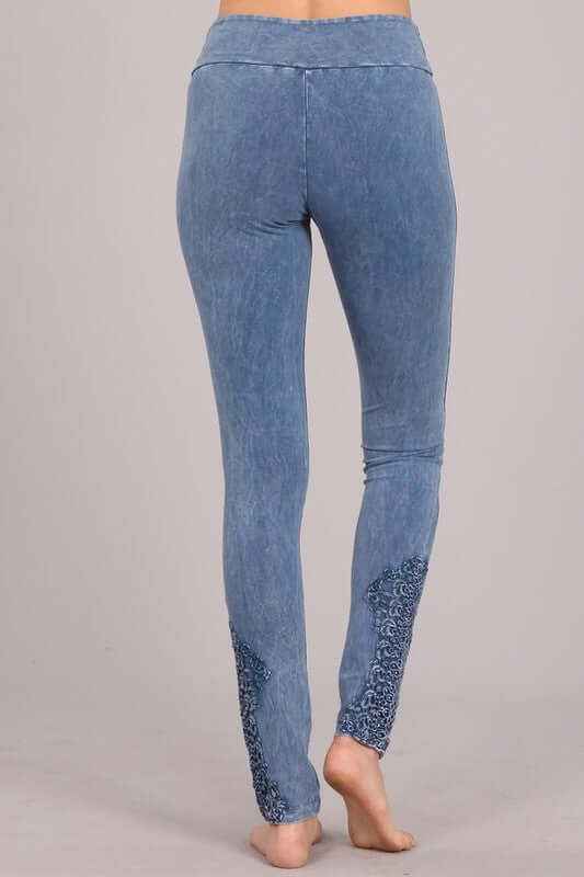 Mineral Washed Jeggings with Crochet Ankle Detail - Made in USA