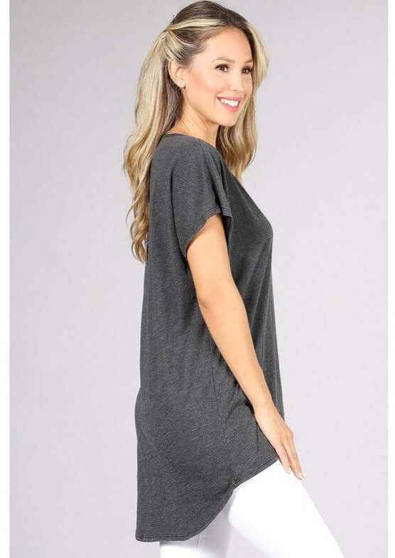 High Low V-Neck Tee – Super Comfy Style, Clearance Final Sale