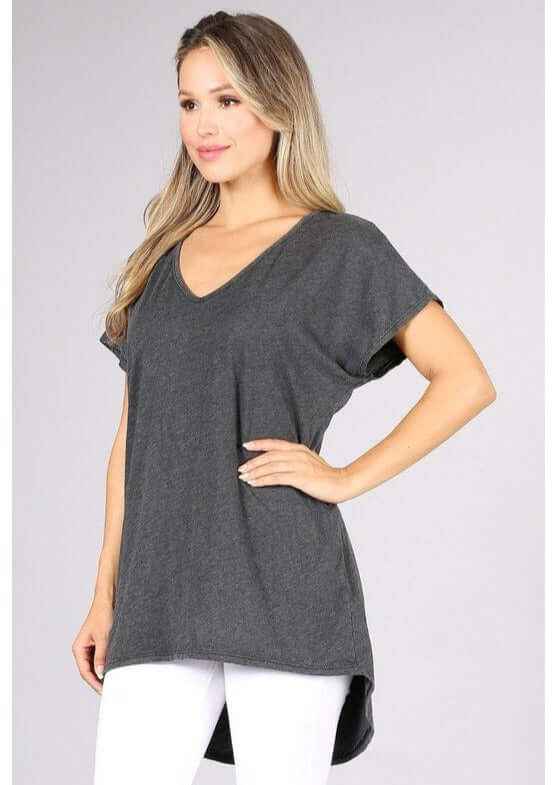 High Low V-Neck Tee – Super Comfy Style, Clearance Final Sale