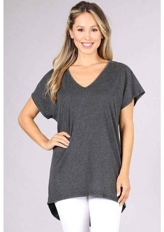 High Low V-Neck Tee – Super Comfy Style, Clearance Final Sale