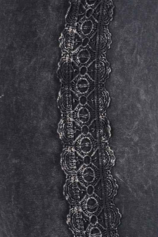 Side Crochet Lace Jeggings - Long & Lean Flare Bottom Made in USA