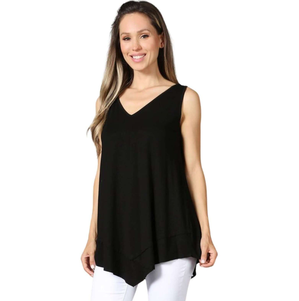 Always Flattering Sleeveless Tunic in Black - Made in USA Tunic