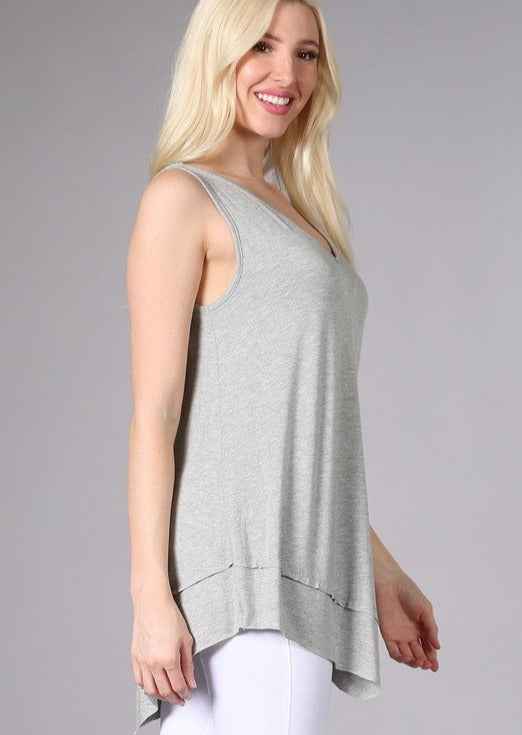 Flattering Sleeveless Tunic Heather Grey Made in USA