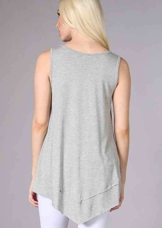 Flattering Sleeveless Tunic Heather Grey Made in USA