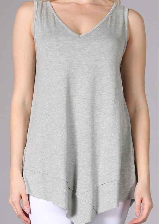 Flattering Sleeveless Tunic Heather Grey Made in USA