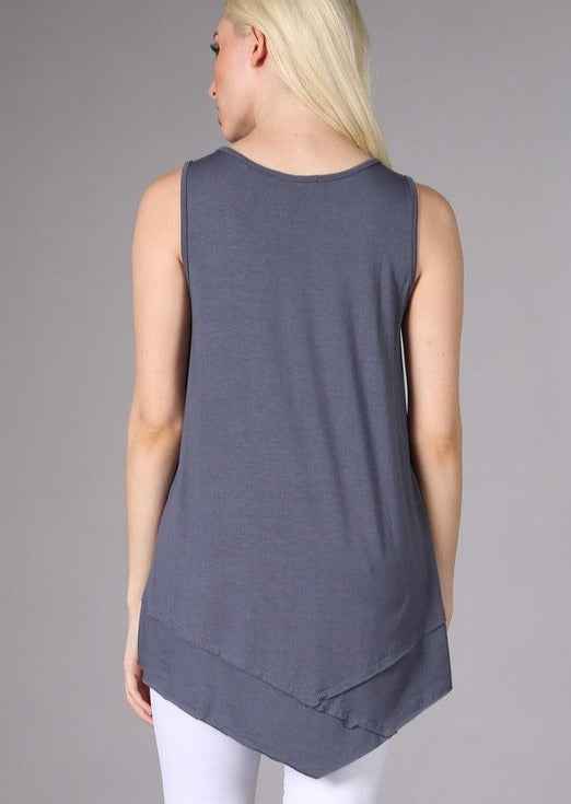 Flattering Sleeveless Tunic in Slate Grey - Made in USA