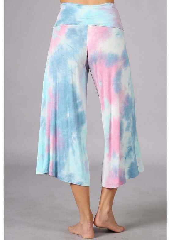 Summer Comfort Tie Dye Gaucho Pants - Fold Over Waist, Made in USA
