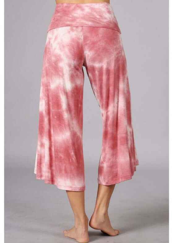 Summer Comfort Tie Dye Gaucho Pants - Fold Over Waist, Made in USA