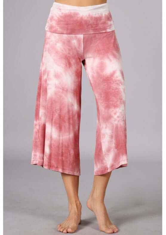 Summer Comfort Tie Dye Gaucho Pants - Fold Over Waist, Made in USA