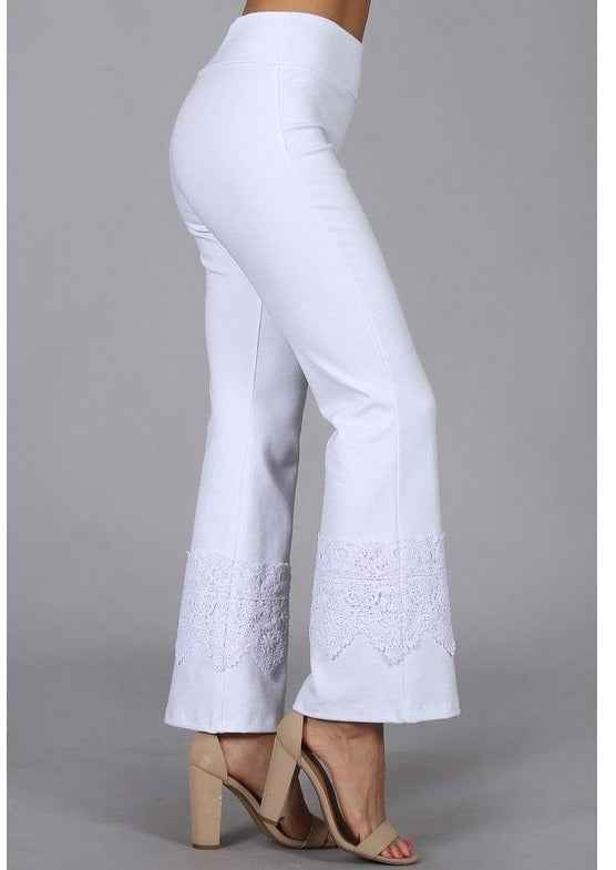 Stand Out Cropped Flare Pants with Crochet Detail for Unique Style Made in USA