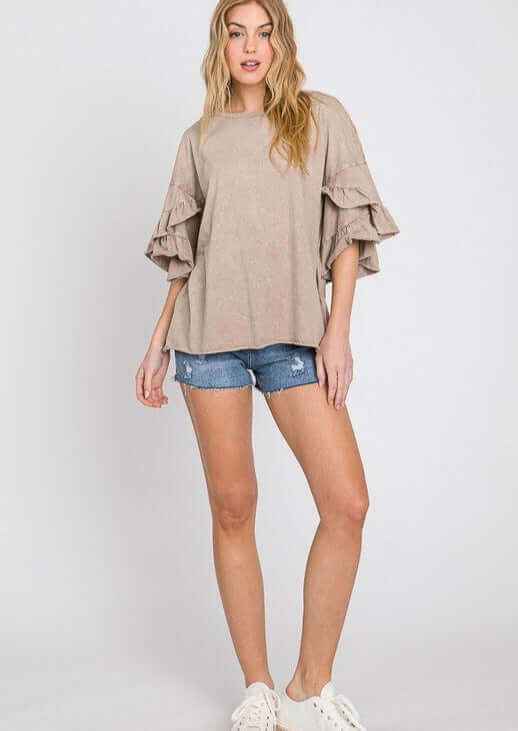 Tulip Sleeve Tee - Mineral Washed, Made in USA