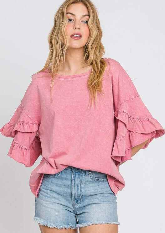 Tulip Sleeve Tee - Mineral Washed, Made in USA