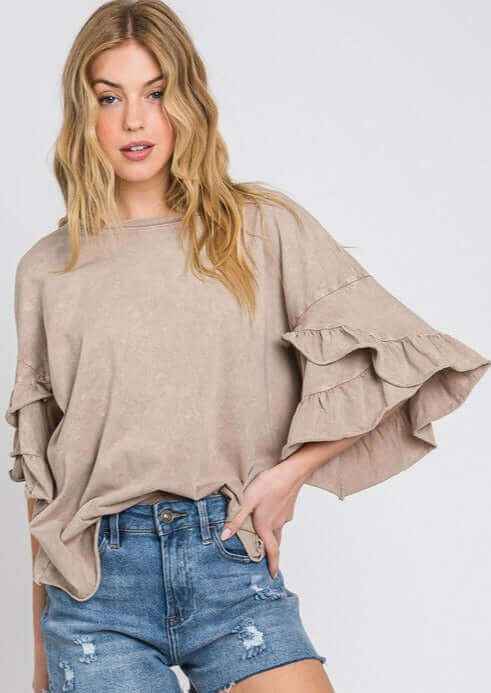 Tulip Sleeve Tee - Mineral Washed, Made in USA