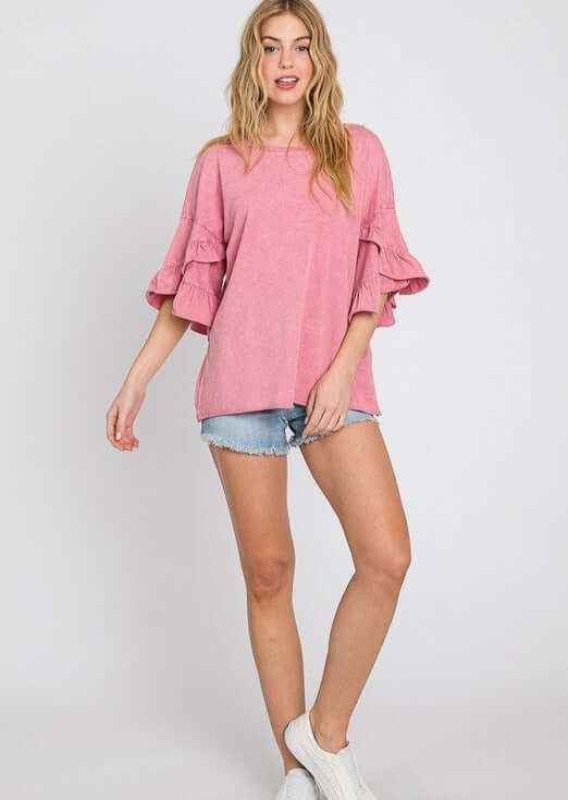 Tulip Sleeve Tee - Mineral Washed, Made in USA