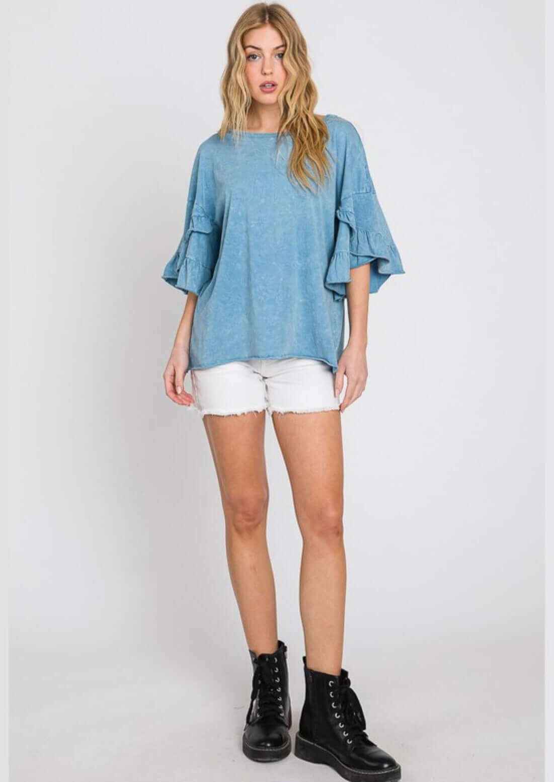 Tulip Sleeve Tee - Mineral Washed, Made in USA