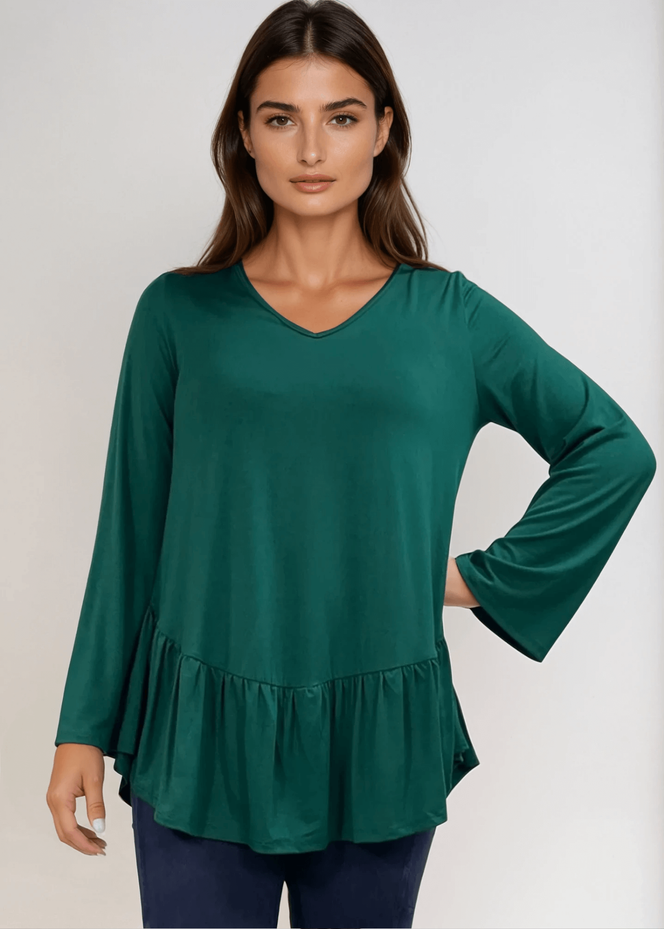 Ally Grab and Go Tunic with Flounce Ruffle Hem - Effortless Style and Comfort