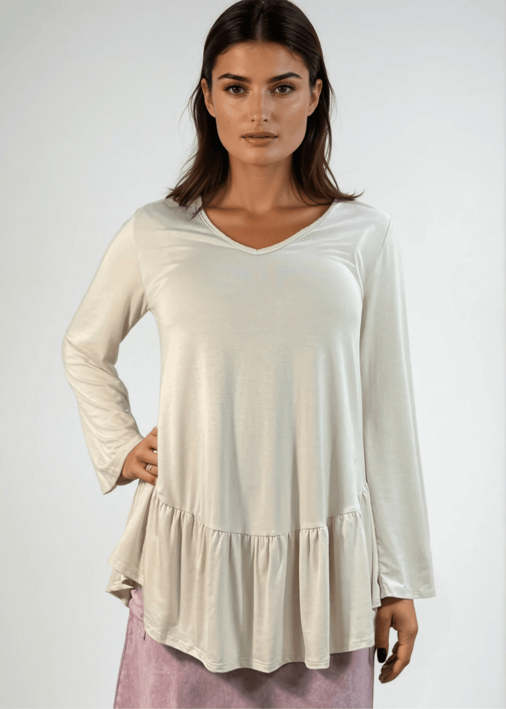 Ally Grab and Go Tunic with Flounce Ruffle Hem - Effortless Style and Comfort