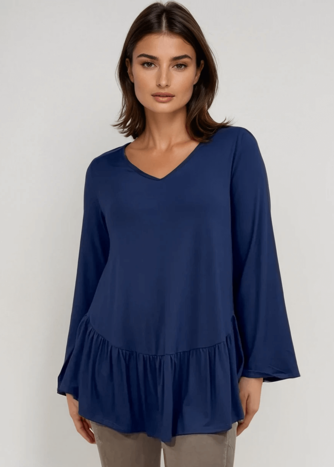 Ally Grab and Go Tunic with Flounce Ruffle Hem - Effortless Style and Comfort