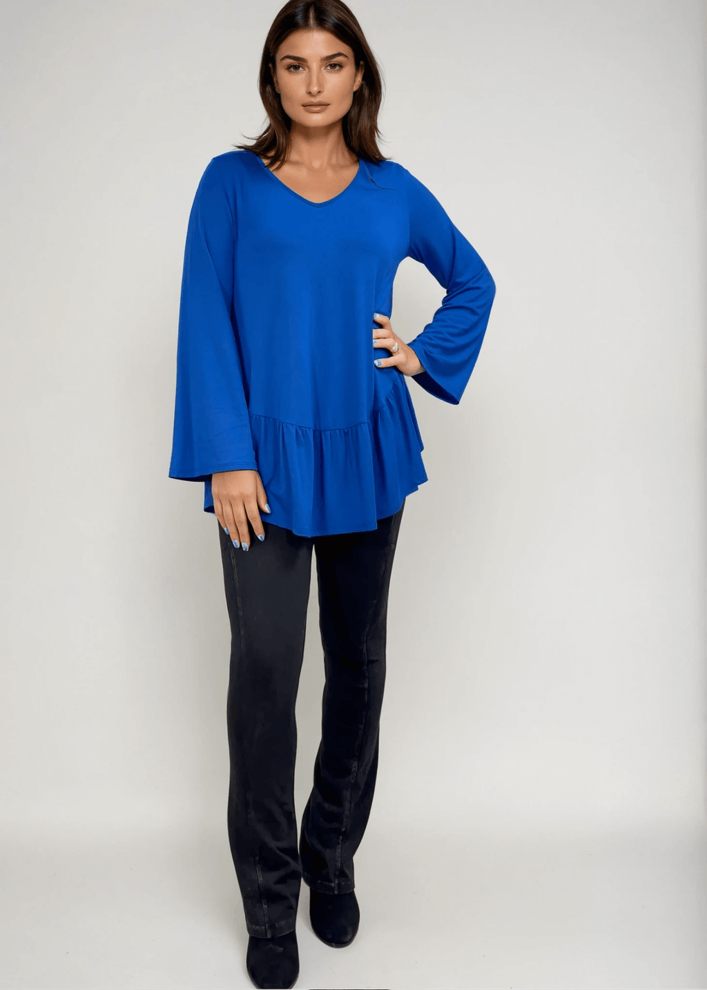 Ally Grab and Go Tunic with Flounce Ruffle Hem - Effortless Style and Comfort