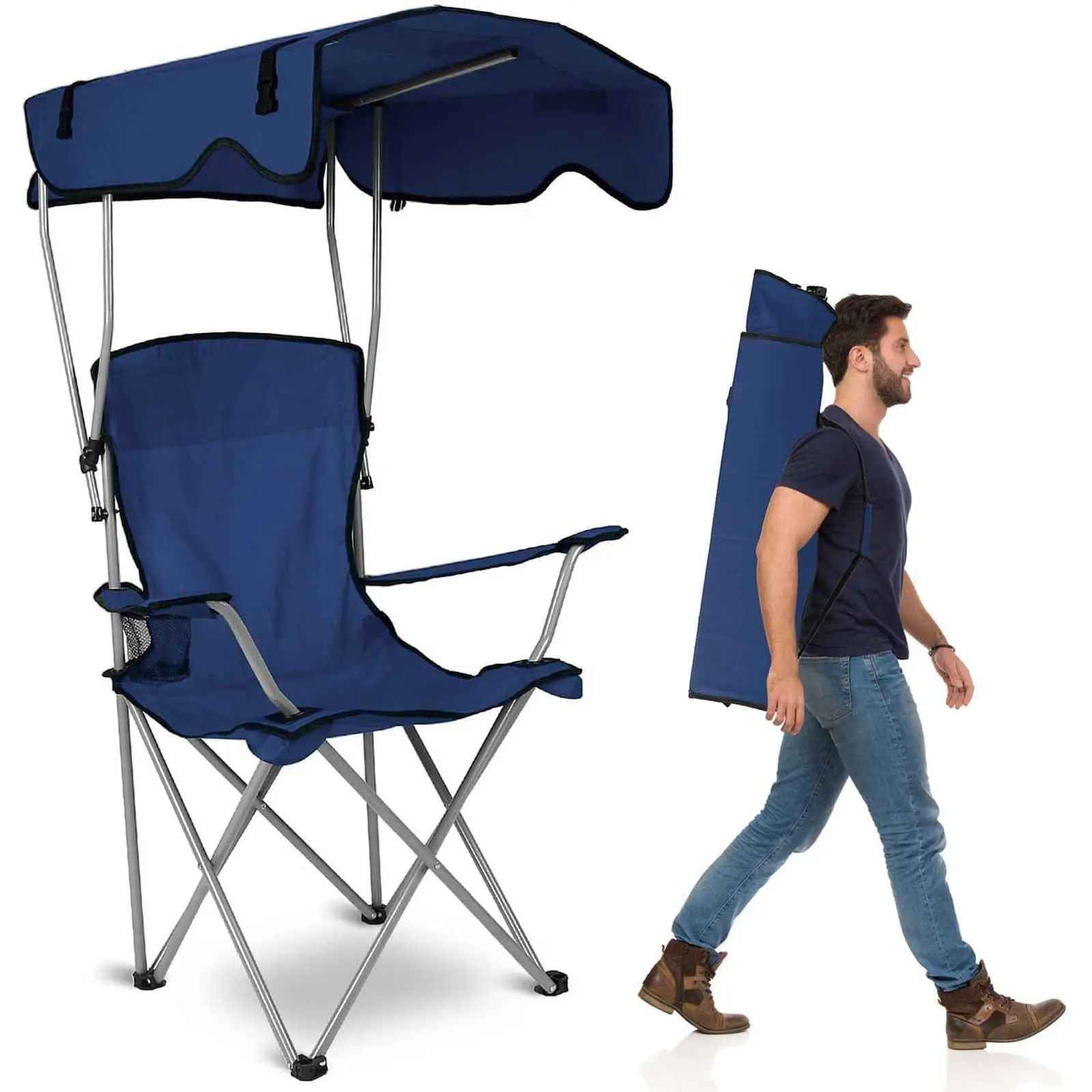 Camping Chair with Canopy for Ultimate Outdoor Comfort - RFE Marketing Ventures
