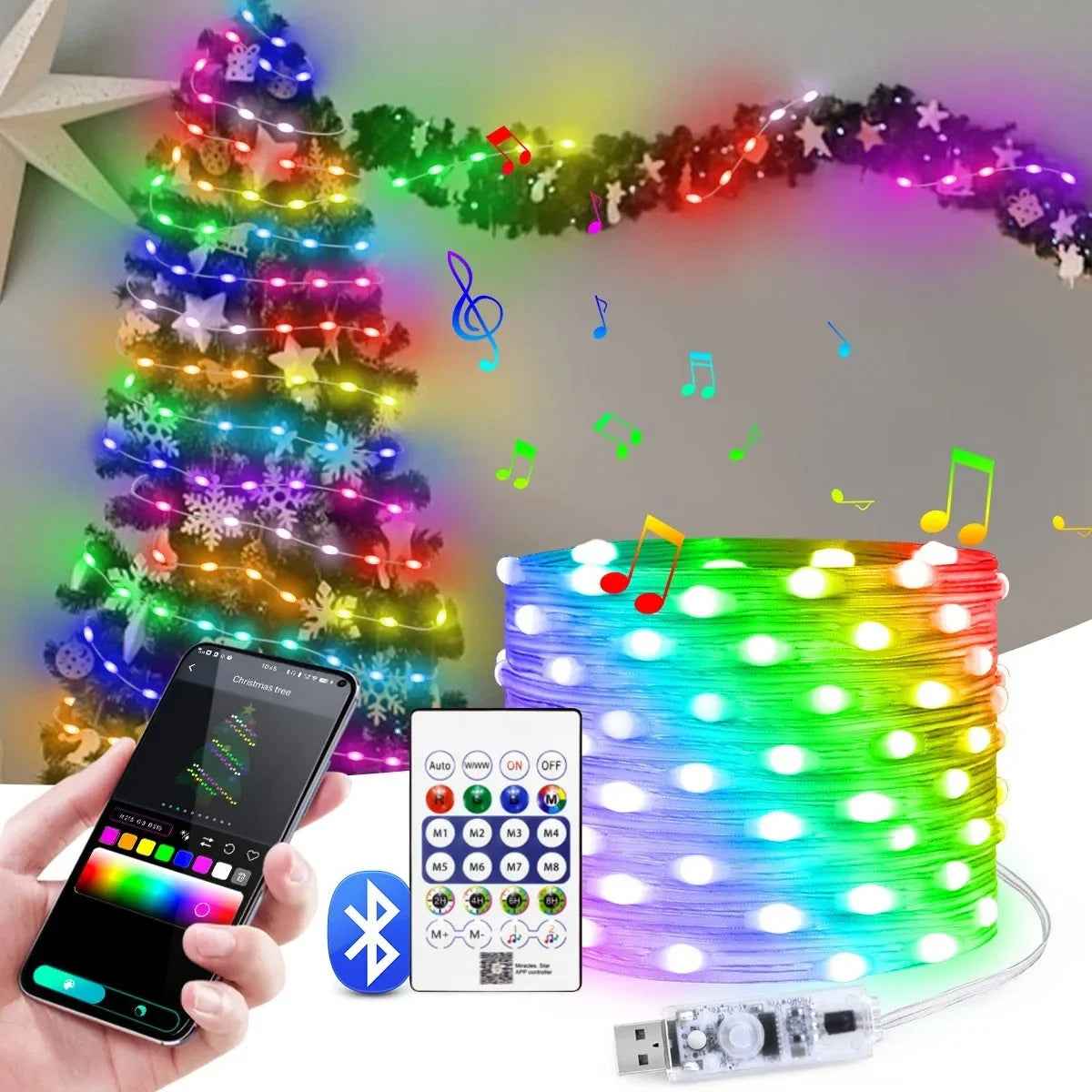 RGBIC Christmas Lights - Bluetooth String Lights for Festive Décor