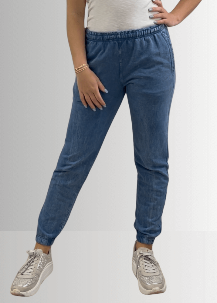 All Day French Terry Light Denim Joggers with Pockets