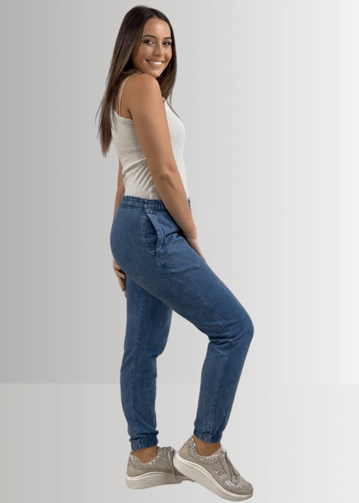 All Day French Terry Light Denim Joggers with Pockets