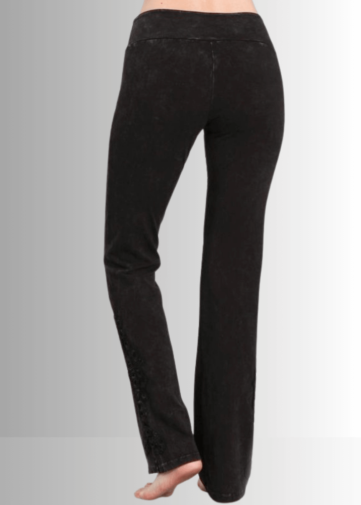 Mineral Washed Bootcut Jeggings with Crochet Detail