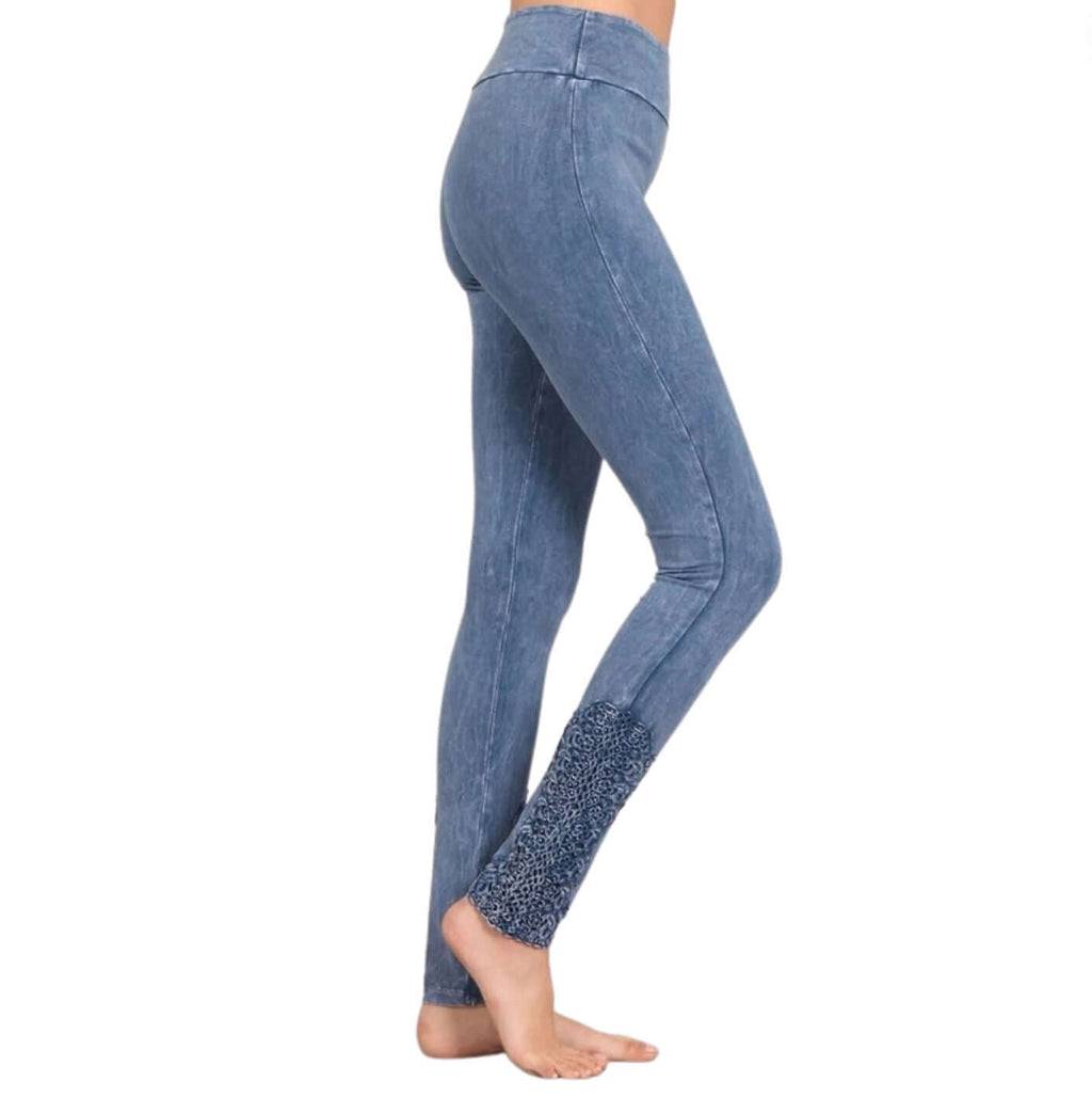 Mineral Washed Jeggings with Crochet Ankle Detail - Made in USA