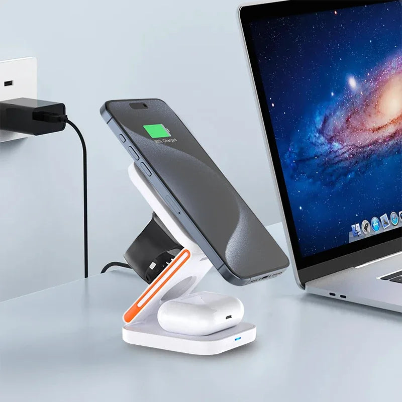 3 in 1 Foldable Charging Station - Versatile and Space-Saving Solution