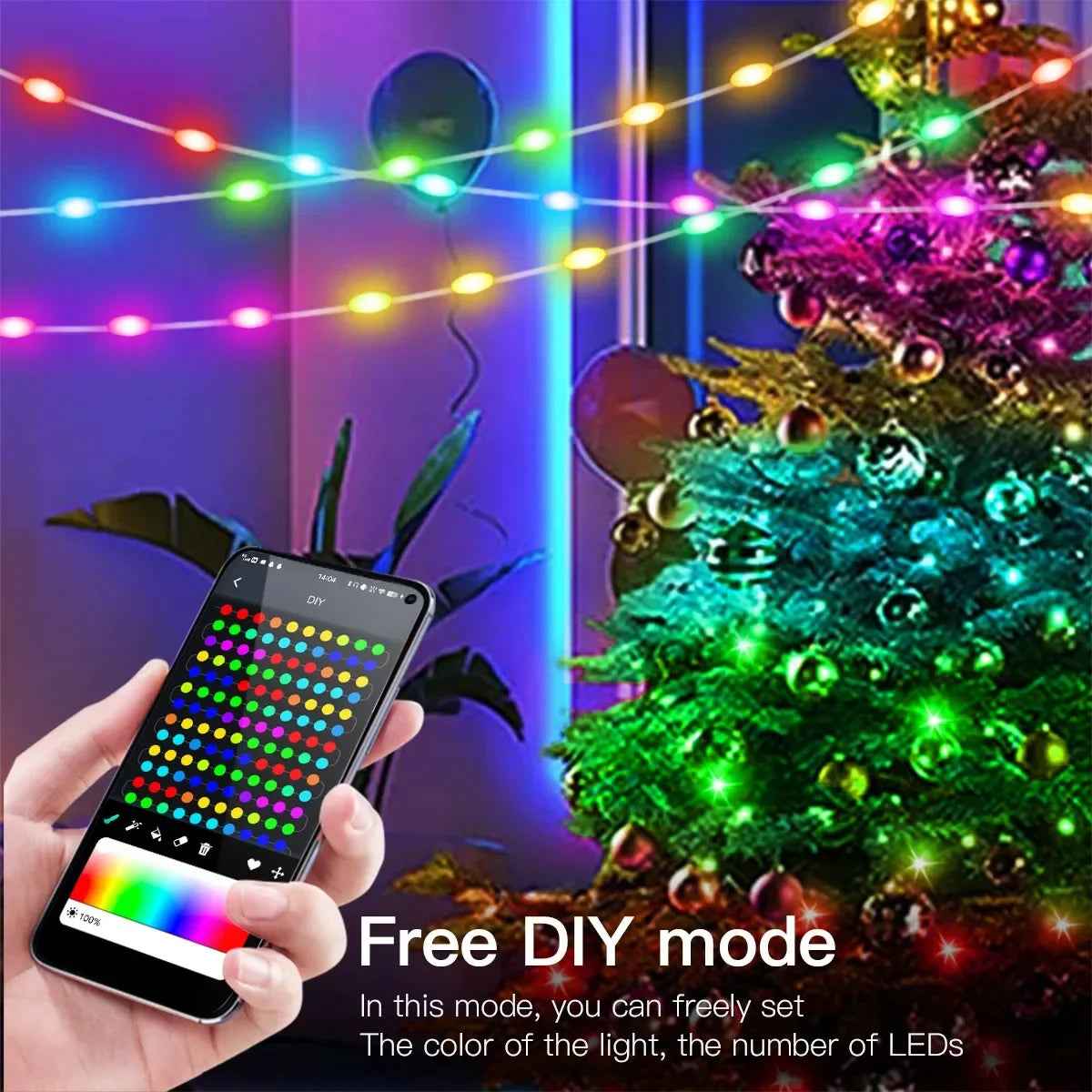 RGBIC Christmas Lights - Bluetooth String Lights for Festive Décor