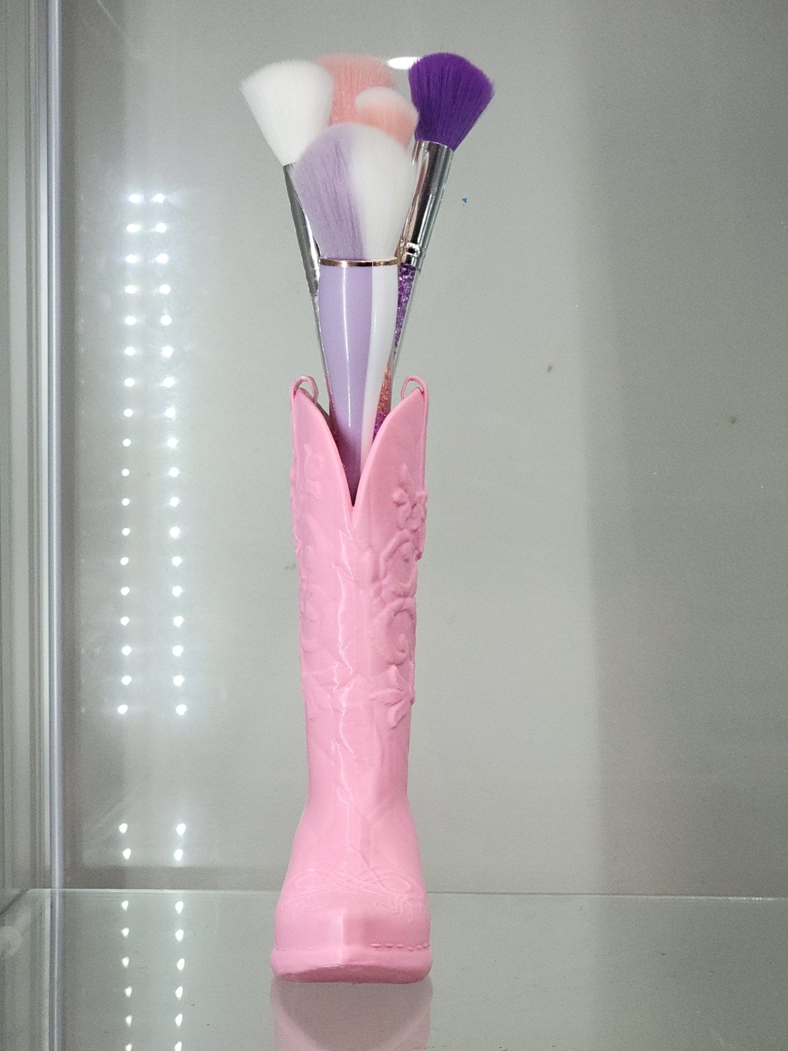 3D Printed Pink Cowboy Boot Brush Holder - Western Decor - RFE Marketing Ventures