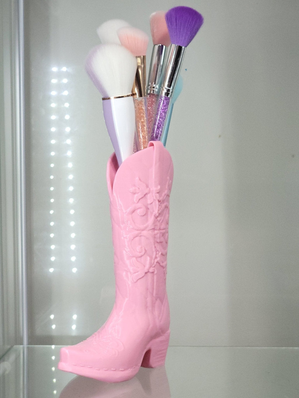 3D Printed Pink Cowboy Boot Brush Holder - Western Decor - RFE Marketing Ventures