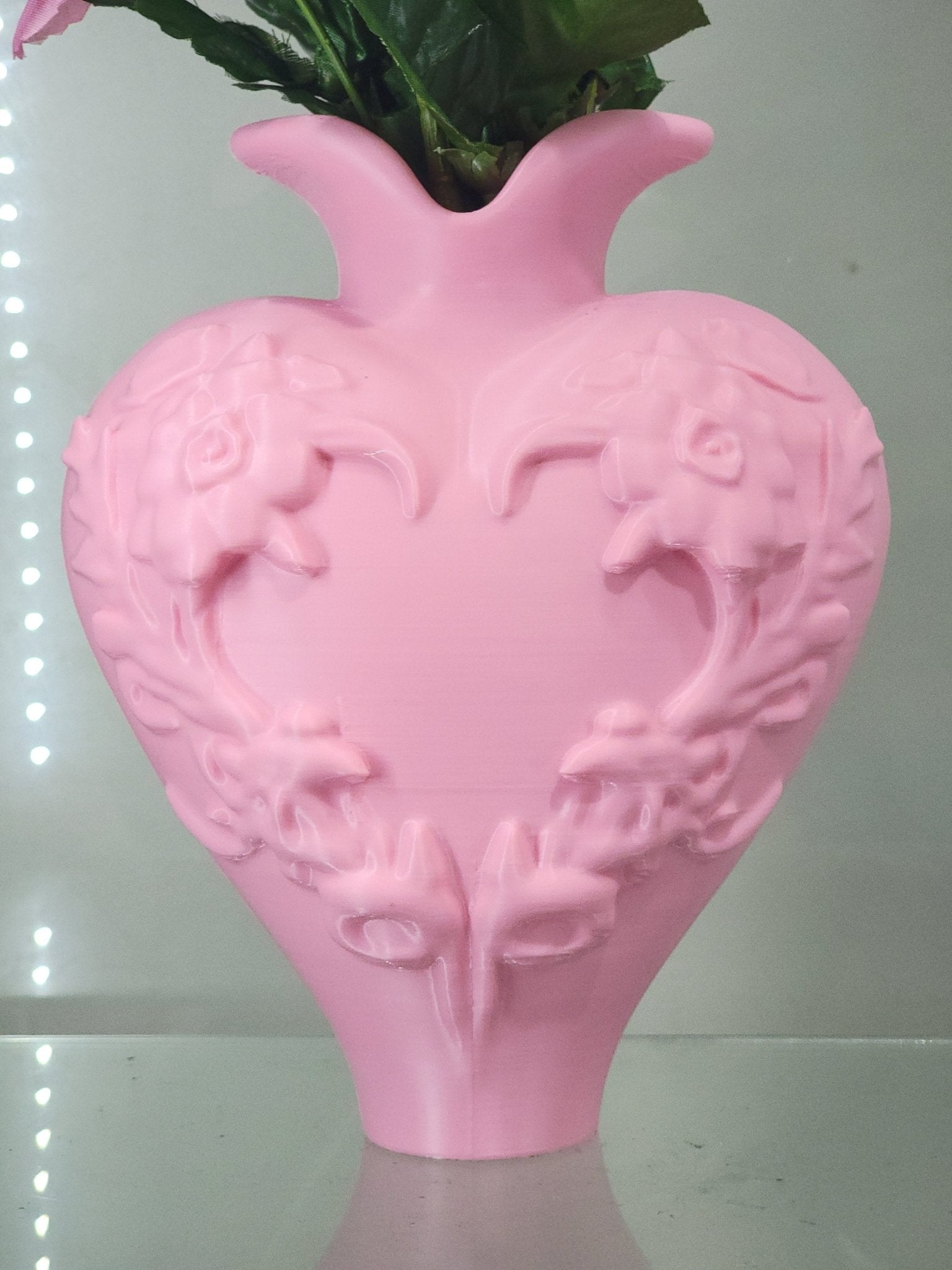 3D Printed Pink Heart Vase & Brush Holder - Floral Decor & Organizer - RFE Marketing Ventures