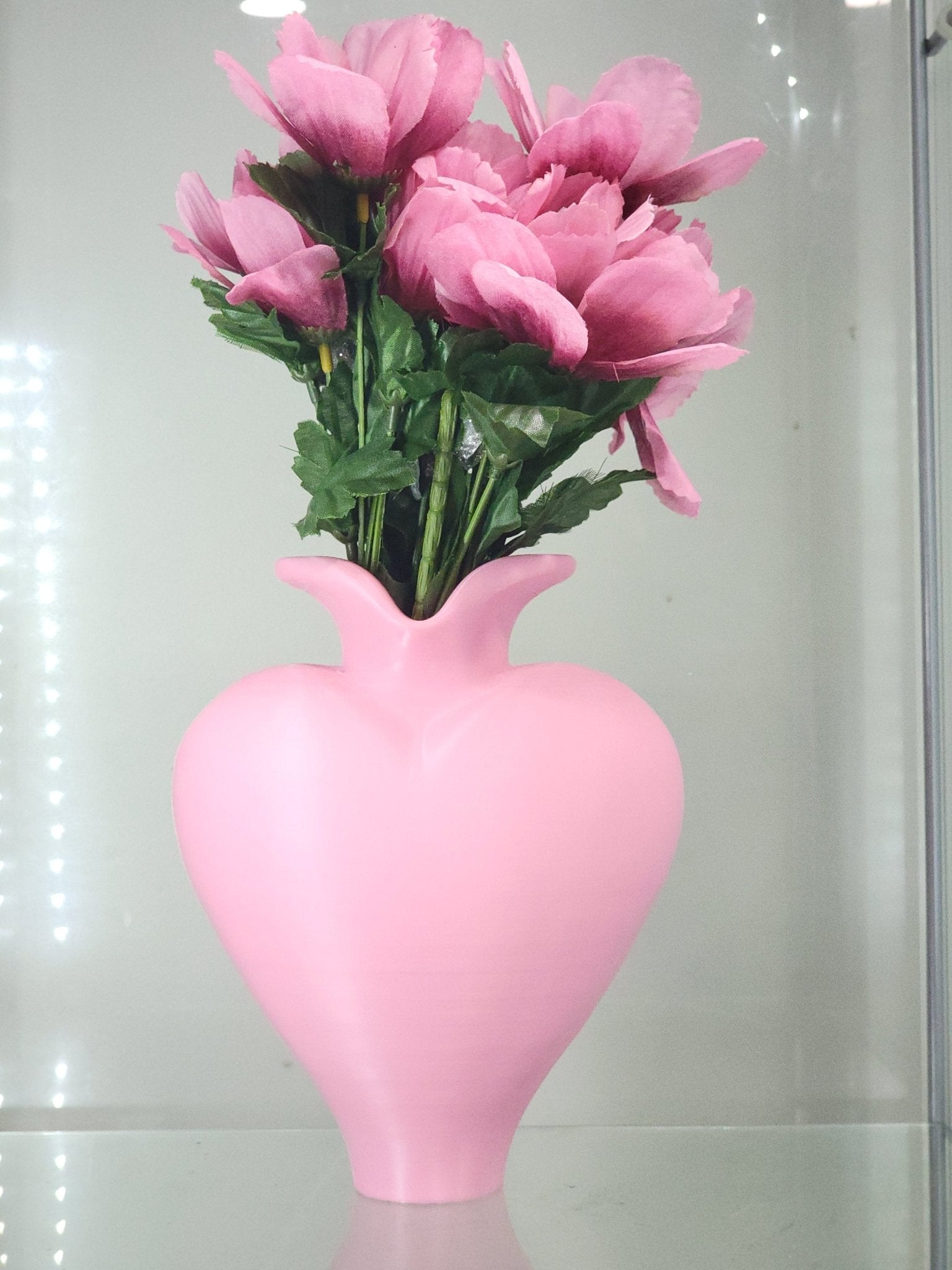 3D Printed Pink Heart Vase & Brush Holder - Floral Decor & Organizer - RFE Marketing Ventures