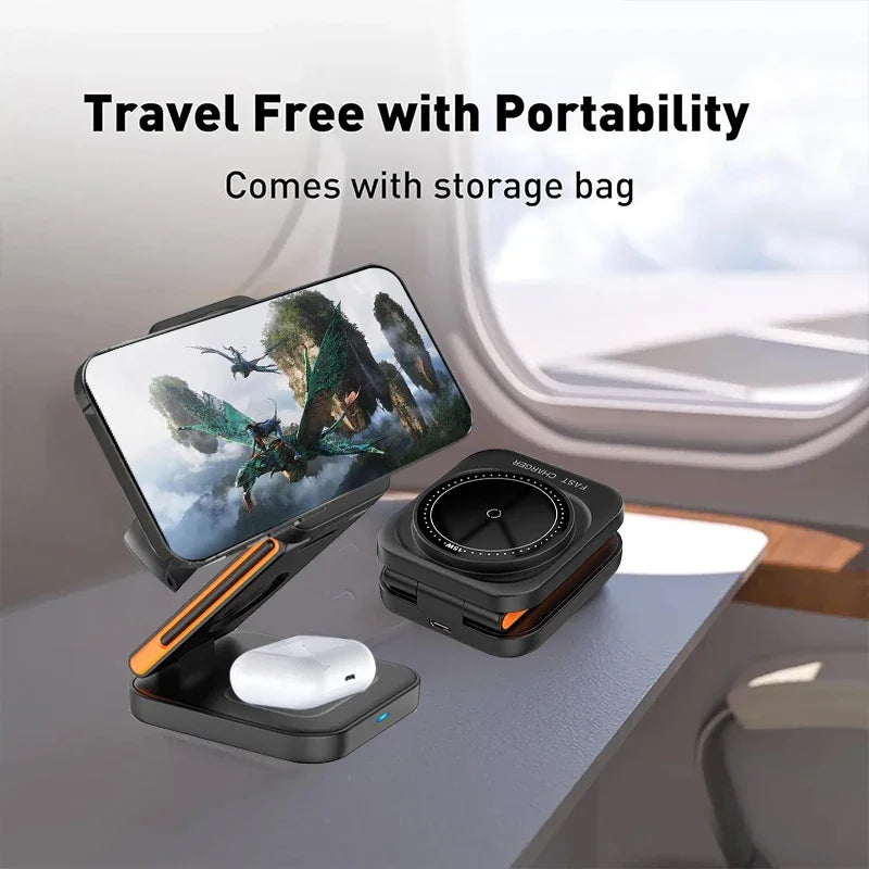 3 in 1 Foldable Charging Station - Versatile and Space-Saving Solution