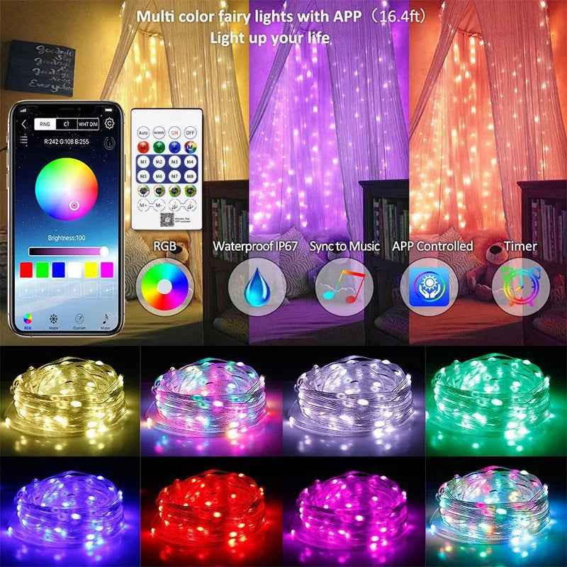 RGBIC Christmas Lights - Bluetooth String Lights for Festive Décor