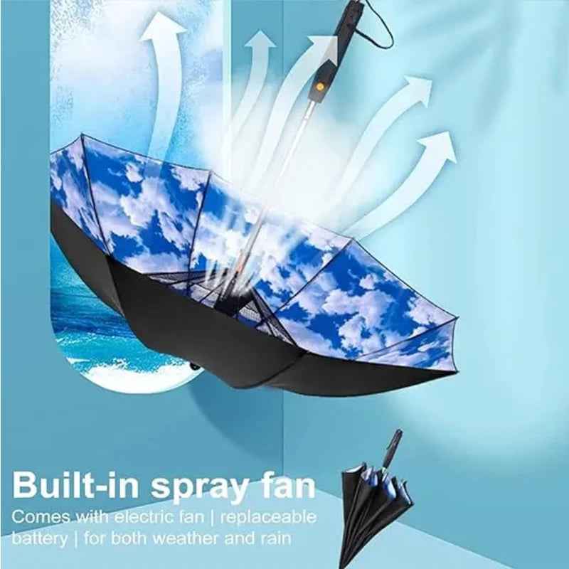 Portable Umbrella with Fan & Misting for Ultimate Comfort - RFE Marketing Ventures