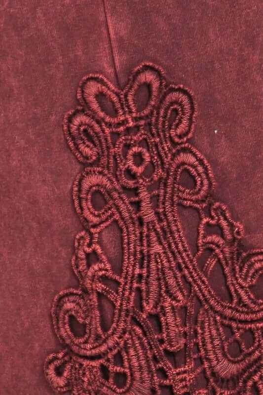 Mineral Washed Bootcut Jeggings with Crochet Detail - Made in USA