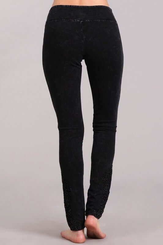 Mineral Washed Jeggings with Crochet Ankle Detail - Made in USA