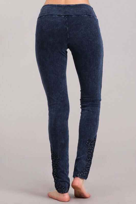 Mineral Washed Jeggings with Crochet Ankle Detail - Made in USA