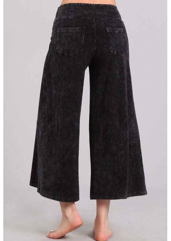 Mineral Washed Cropped Gaucho Pants Made in USA - Stylish and Comfortable